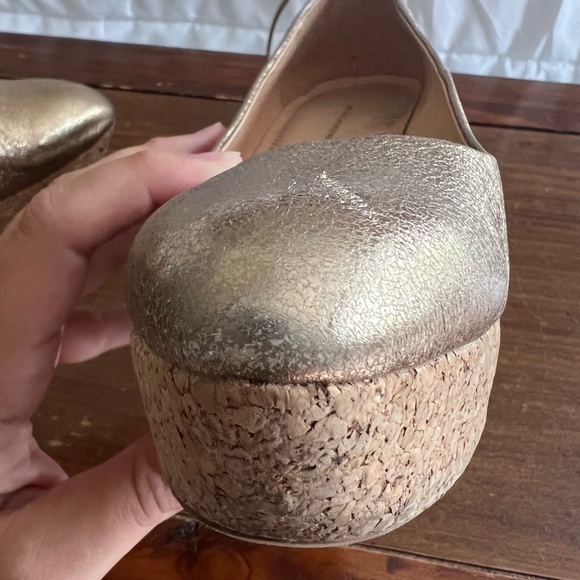 Anthropologie Pilcro and the Letterpress Gold Metallic Wedge Heels - Picture 9 of 11